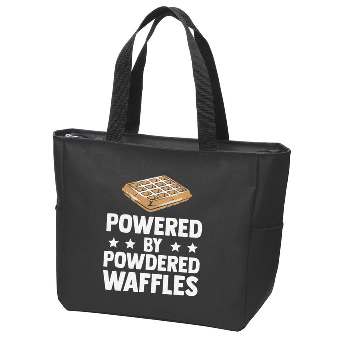 Cool Waffle Breakfast Snack Powered By Powdered Waffles Zip Tote Bag