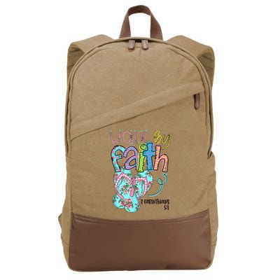 Christian Walk By Faith Flip Flops Summer Cotton Canvas Backpack