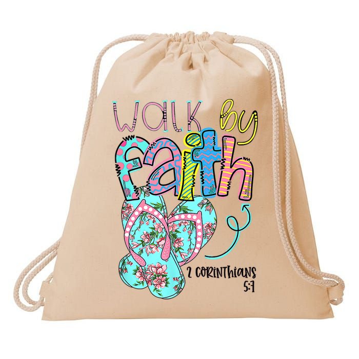 Christian Walk By Faith Flip Flops Summer Drawstring Bag