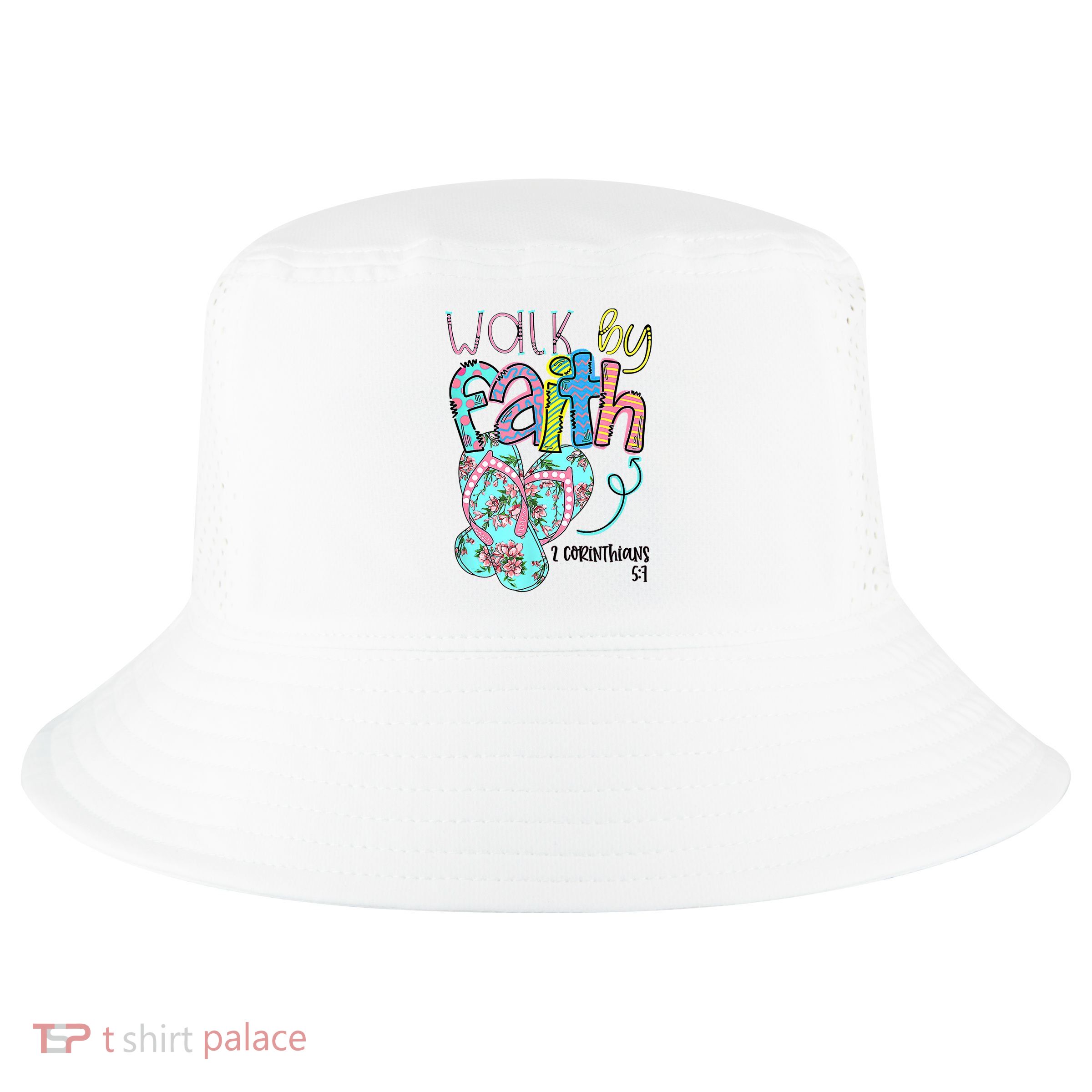 Christian Walk By Faith Flip Flops Summer Cool Comfort Performance Bucket Hat