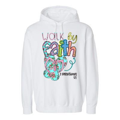 Christian Walk By Faith Flip Flops Summer Garment-Dyed Fleece Hoodie