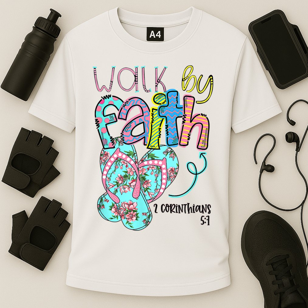 Christian Walk By Faith Flip Flops Summer Performance Shirt