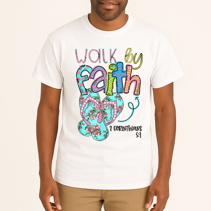 Christian Walk By Faith Flip Flops Summer Tall T-Shirt