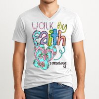 Christian Walk By Faith Flip Flops Summer V-Neck T-Shirt