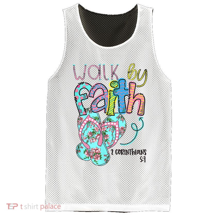Christian Walk By Faith Flip Flops Summer Mesh Reversible Basketball Jersey Tank