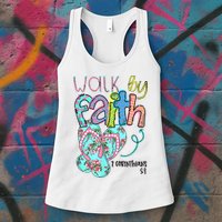 Christian Walk By Faith Flip Flops Summer Womens Tank Top