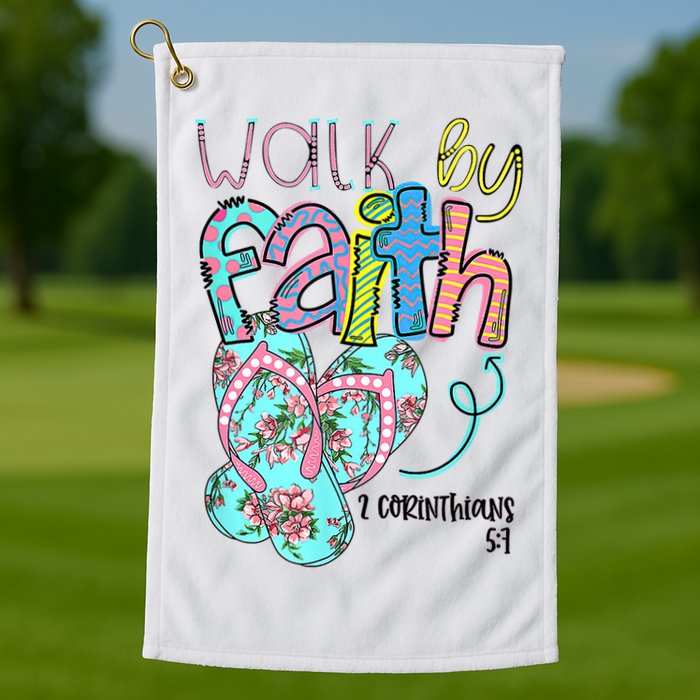Christian Walk By Faith Flip Flops Summer Golf Towel