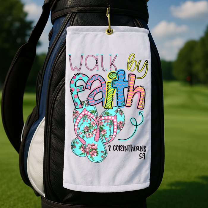 Christian Walk By Faith Flip Flops Summer Golf Towel