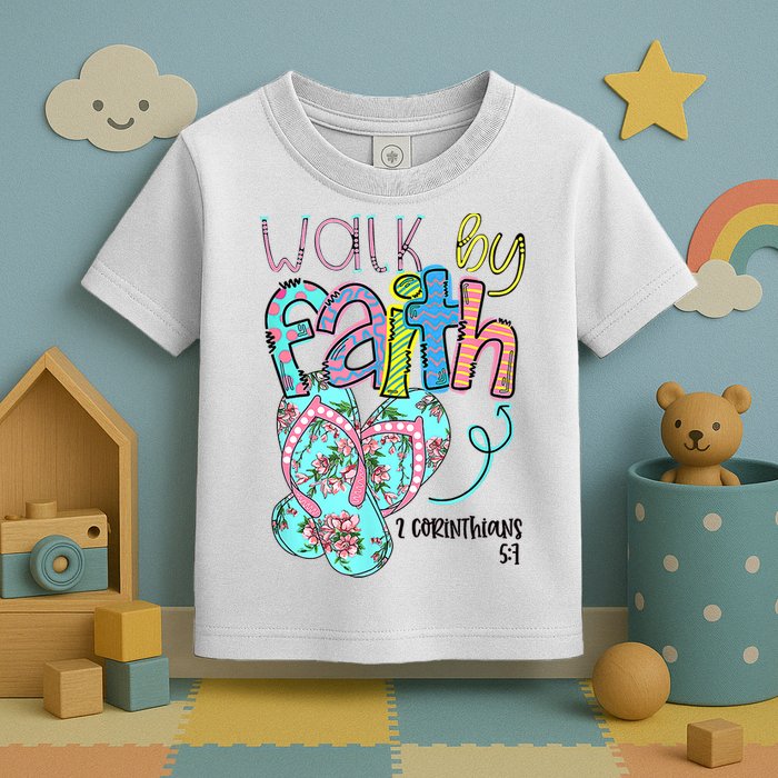 Christian Walk By Faith Flip Flops Summer Toddler T-Shirt