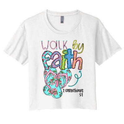 Christian Walk By Faith Flip Flops Summer Crop Top