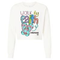 Christian Walk By Faith Flip Flops Summer Cropped Pullover Crew