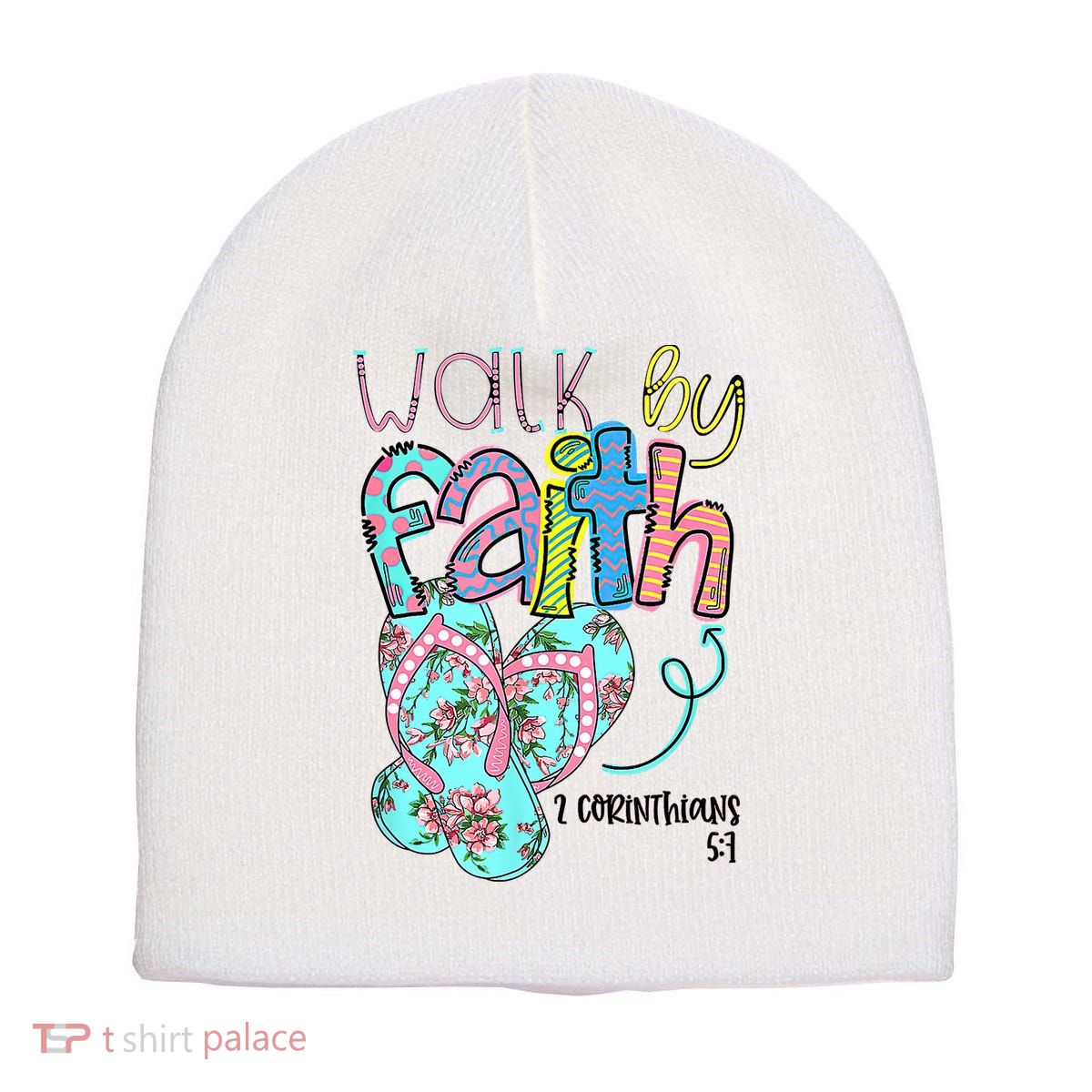 Christian Walk By Faith Flip Flops Summer Short Acrylic Beanie