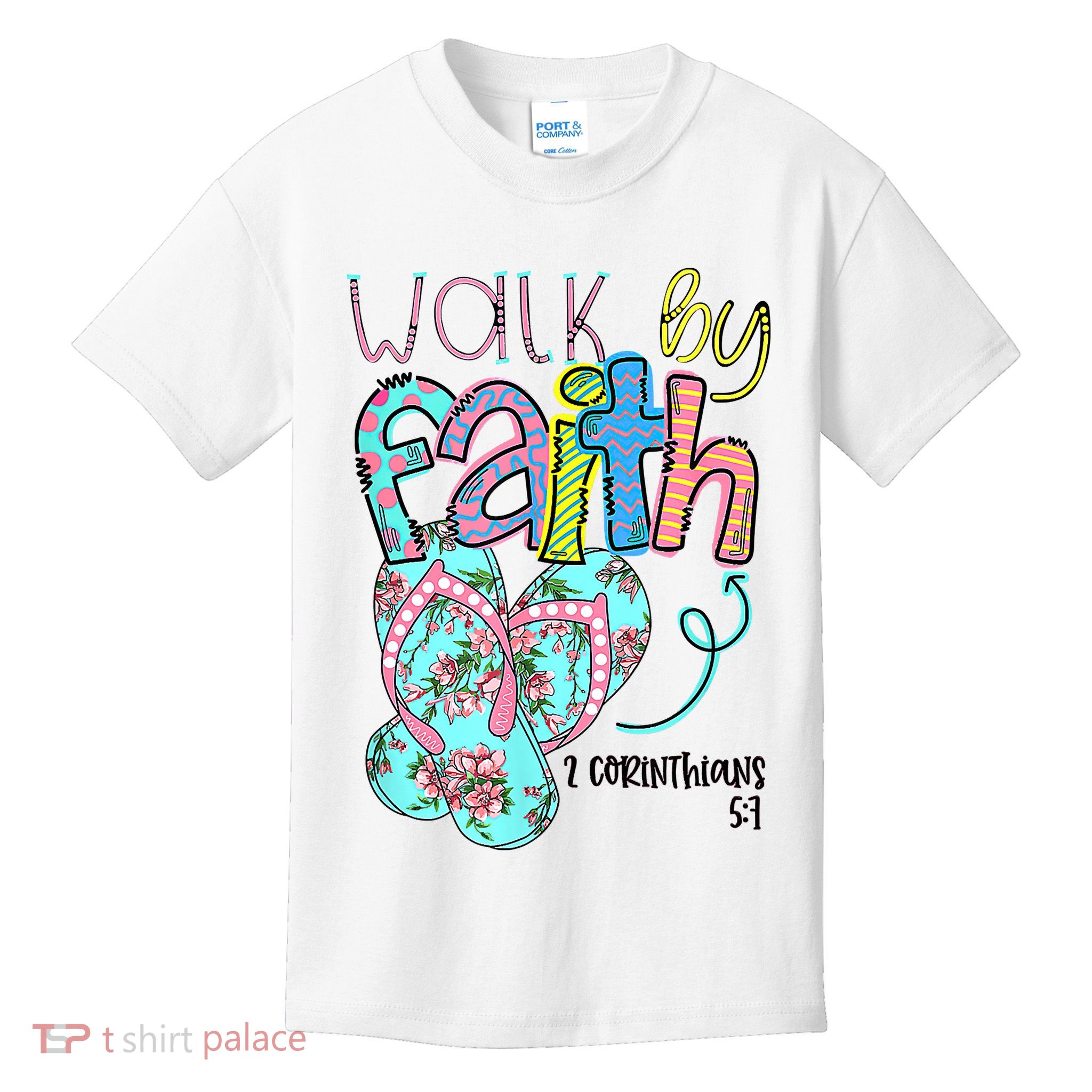 Christian Walk By Faith Flip Flops Summer Kids T-Shirt