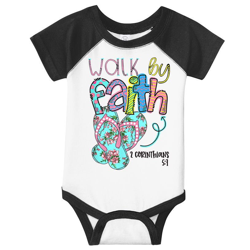 Christian Walk By Faith Flip Flops Summer Infant Baby Jersey Bodysuit