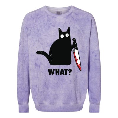 Cat What Black Cat Murderous Cat With Knife Colorblast Crewneck Sweatshirt