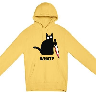 Cat What Black Cat Murderous Cat With Knife Premium Pullover Hoodie