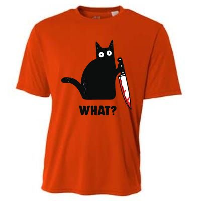 Cat What Black Cat Murderous Cat With Knife Cooling Performance Crew T-Shirt