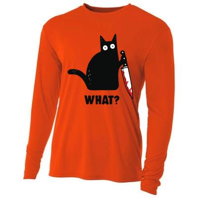 Cat What Black Cat Murderous Cat With Knife Cooling Performance Long Sleeve Crew