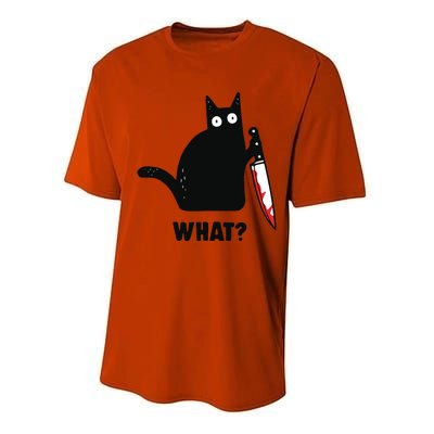 Cat What Black Cat Murderous Cat With Knife Performance Sprint T-Shirt