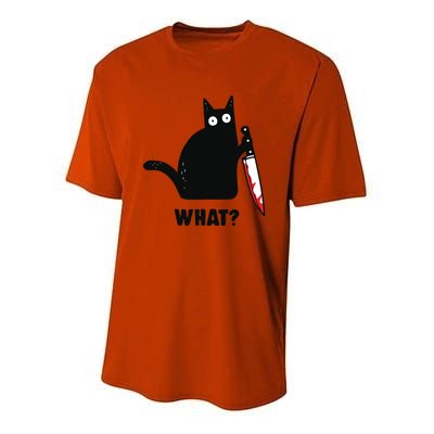 Cat What Black Cat Murderous Cat With Knife Youth Performance Sprint T-Shirt