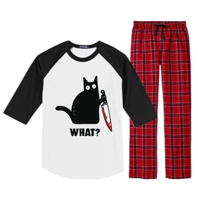 Cat What Black Cat Murderous Cat With Knife Raglan Sleeve Pajama Set