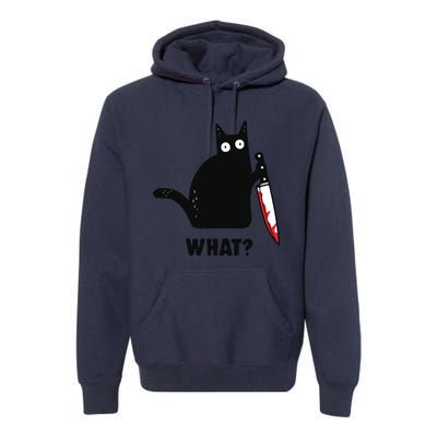 Cat What Black Cat Murderous Cat With Knife Premium Hoodie