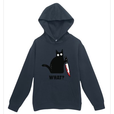 Cat What Black Cat Murderous Cat With Knife Urban Pullover Hoodie