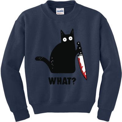 Cat What Black Cat Murderous Cat With Knife Kids Sweatshirt