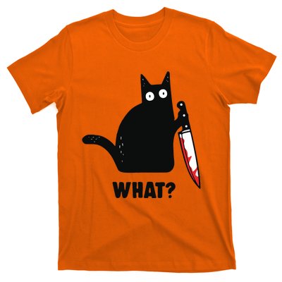 Cat What Black Cat Murderous Cat With Knife T-Shirt