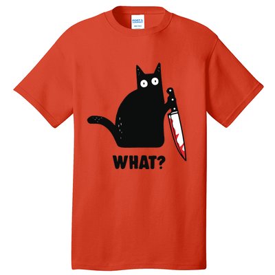 Cat What Black Cat Murderous Cat With Knife Tall T-Shirt