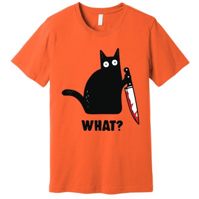 Cat What Black Cat Murderous Cat With Knife Premium T-Shirt