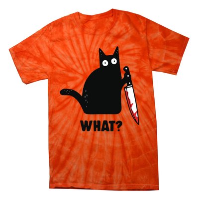 Cat What Black Cat Murderous Cat With Knife Tie-Dye T-Shirt