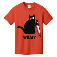 Cat What Black Cat Murderous Cat With Knife Kids T-Shirt