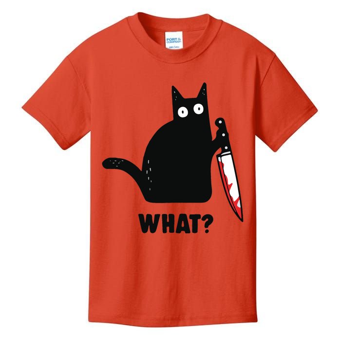 Cat What Black Cat Murderous Cat With Knife Kids T-Shirt