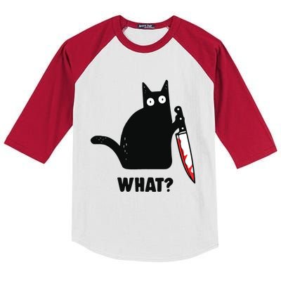 Cat What Black Cat Murderous Cat With Knife Kids Colorblock Raglan Jersey