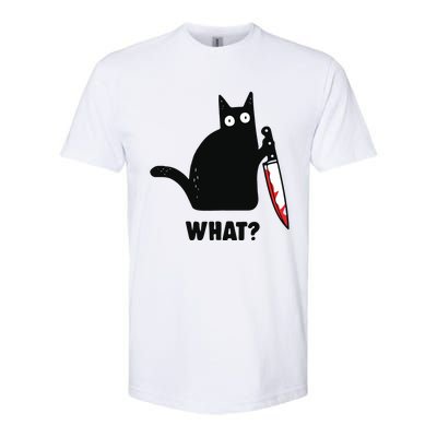 Cat What Black Cat Murderous Cat With Knife Softstyle CVC T-Shirt