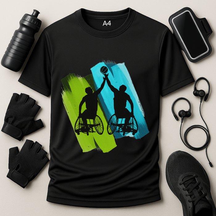 Cool Wheelchair Basketball Game Cooling Performance Crew T-Shirt