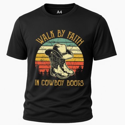 Christian Walk By Faith In Cowboy Boots Cowgirl Western Performance Shirt