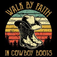 Christian Walk By Faith In Cowboy Boots Cowgirl Western Flatbill Hat