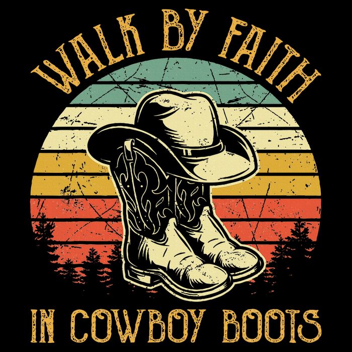 Christian Walk By Faith In Cowboy Boots Cowgirl Western Flatbill Hat