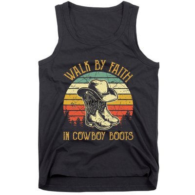 Christian Walk By Faith In Cowboy Boots Cowgirl Western Tank Top