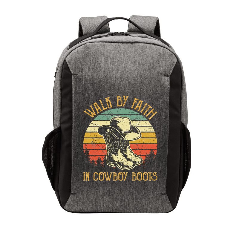 Christian Walk By Faith In Cowboy Boots Cowgirl Western Vector Backpack