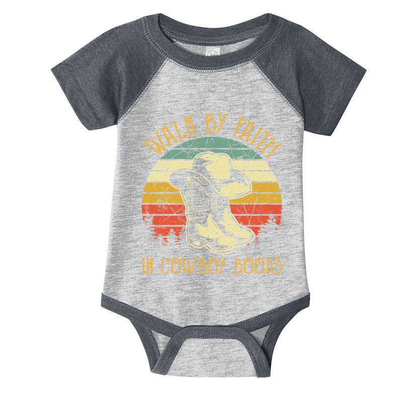 Christian Walk By Faith In Cowboy Boots Cowgirl Western Infant Baby Jersey Bodysuit