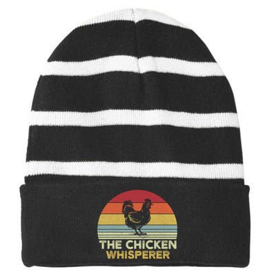 Chicken Whisperer Backyard Chicken Lover Farmer Striped Beanie with Solid Band