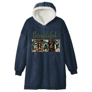 Crazy Women Beautiful Country Music Girl Western Bleached Hooded Wearable Blanket