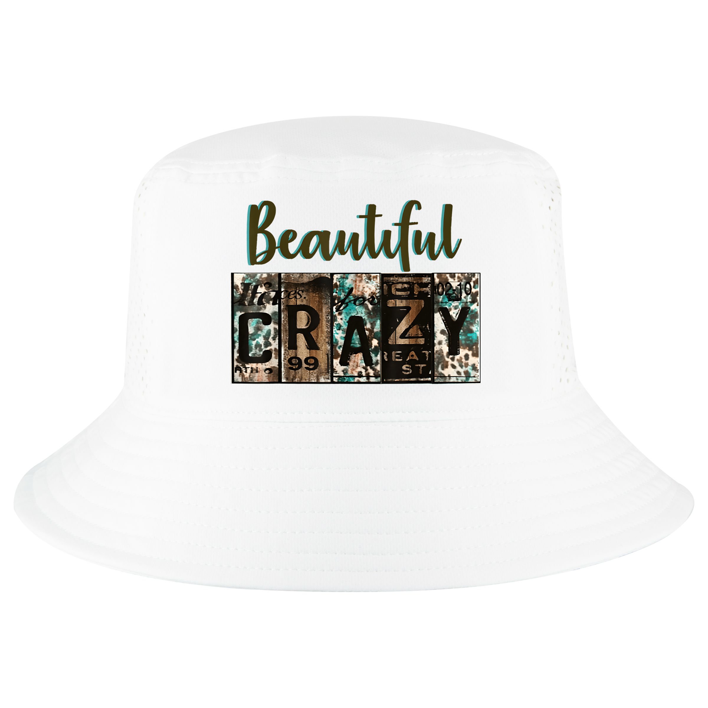 Crazy Women Beautiful Country Music Girl Western Bleached Cool Comfort Performance Bucket Hat