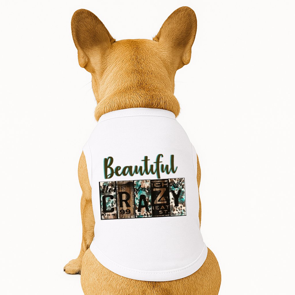 Crazy Women Beautiful Country Music Girl Western Bleached Doggie Tank