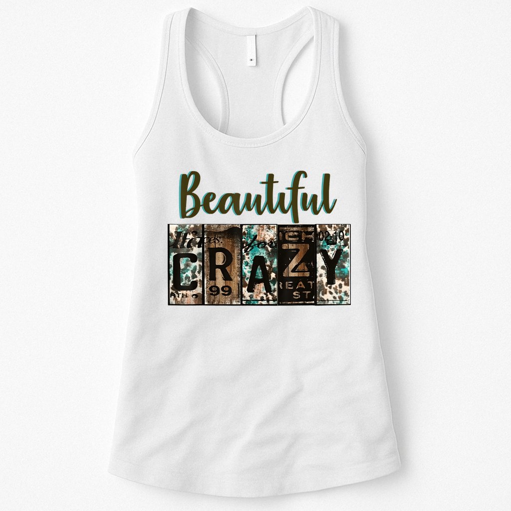 Crazy Women Beautiful Country Music Girl Western Bleached Womens Tank Top