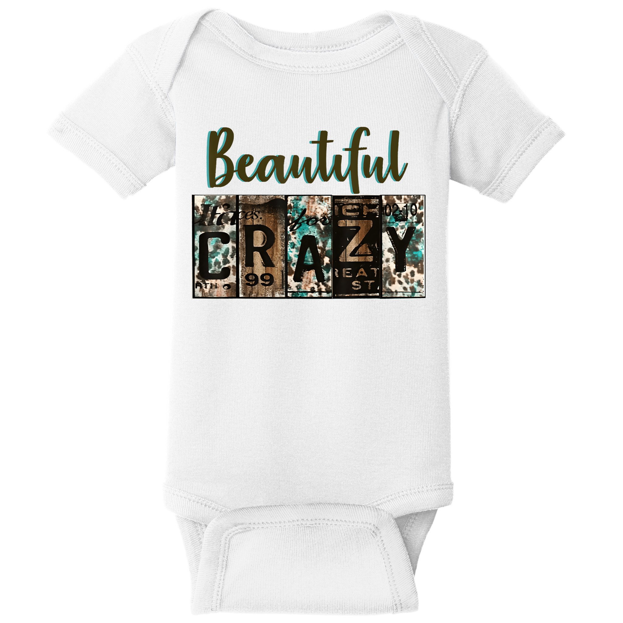 Crazy Women Beautiful Country Music Girl Western Bleached Baby Bodysuit