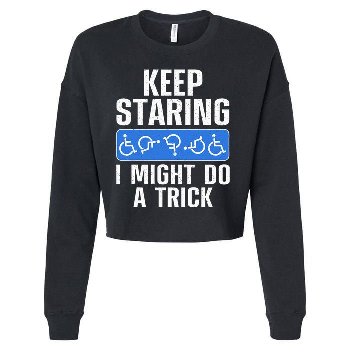 Cool Wheelchair Bound Art Cripple Handicapped Cropped Pullover Crew